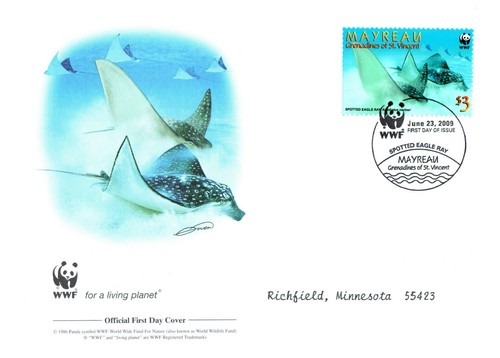 Spotted Eagle Ray WWF Stamp World Wildlife Fund Official First Day Cover 2009 - Picture 3 of 3