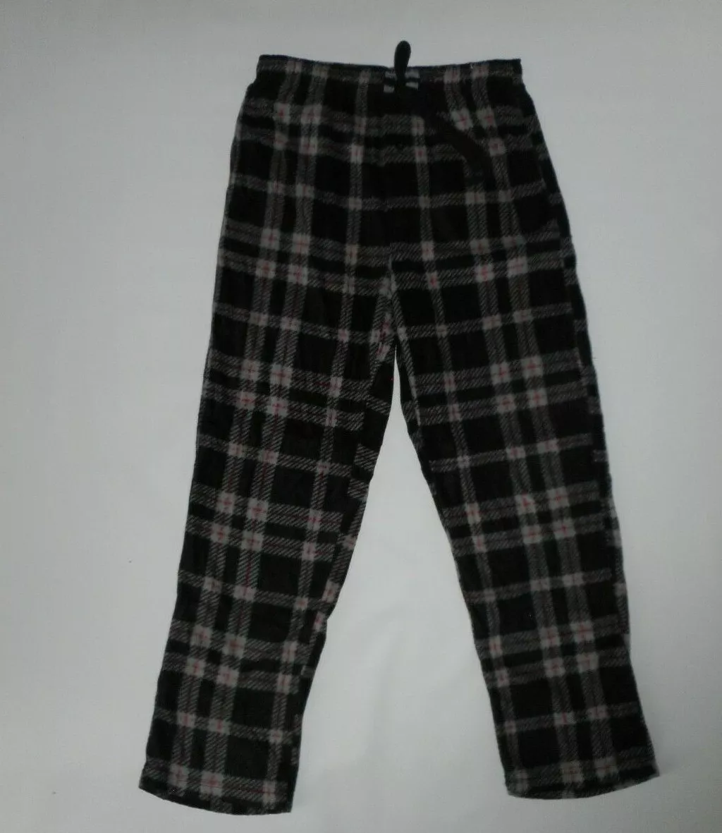 LUCKY BRAND Black Plaid Fleece PAJAMA Lounge Pockets PANTS Mens