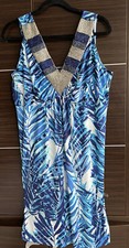 Style & Co Women's Dress Blue & White FULLY BEADED V-Neck Stretchy Plus Size 0X
