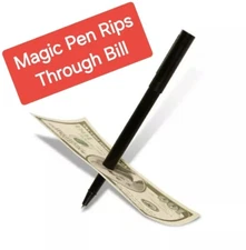 Magic Trick Mystery Pen Through Dollar Bill Street Magician's Prop 