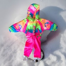 Vtg Obermeyer One Piece Neon Kids Size 2 Snow Ski Suit Neon Pink Yellow Green