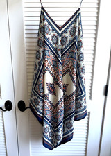 Moon River Paisley Slip Dress Womens Small Blue Coral Boho Midi Sleeveless