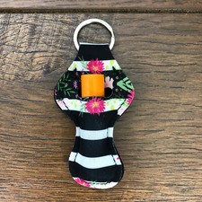 Neoprene Key Chain Chapstick Holder - Floral