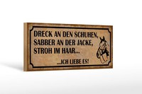 Holzschild Spruch 27X10 Cm Dreck Shuhen Stroh Haar Reiter Schild Wooden Sign
