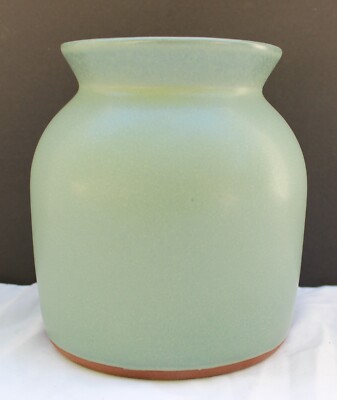 NWT Threshold  Small Ceramic Vase Single Reactive Glaze Green Spring 5'' x 5.5''