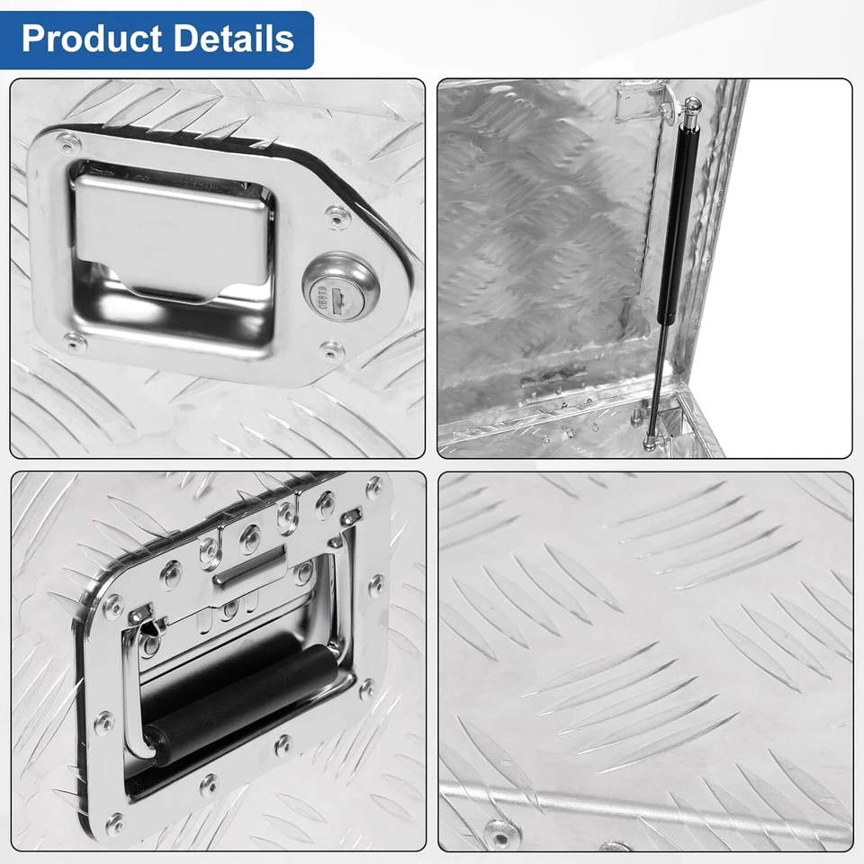 48"X19.5"X17.5" Heavy Duty 5 Bar Tread Truck Pickup Storage Toolbox + Lock Foto 3 de 4