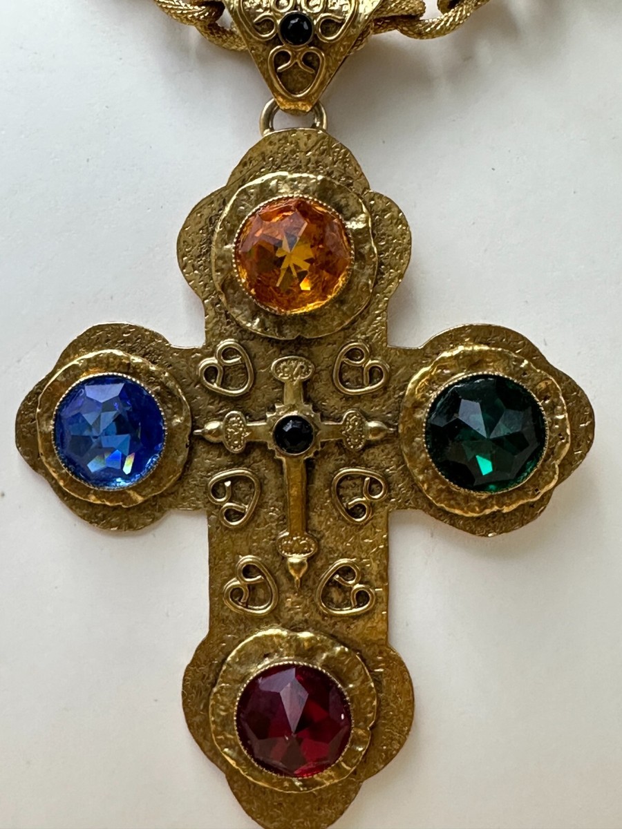 18K Gold Rempli Crucifix Jésus Collier Pendentif Pour Hommes Chaîne De Corde, Style Celtique