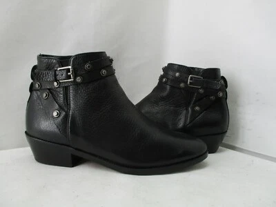 Halogen Black Leather Zip Studded Strap Ankle Boots Womens Size 7 M - Image 1 of 4