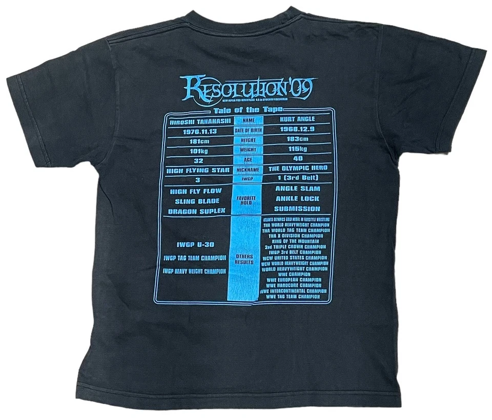 Camiseta 2009 NJPW Hiroshi Tanahashi vs Kurt Angle WWE TNA extremadamente rara de colección Foto 2 de 4