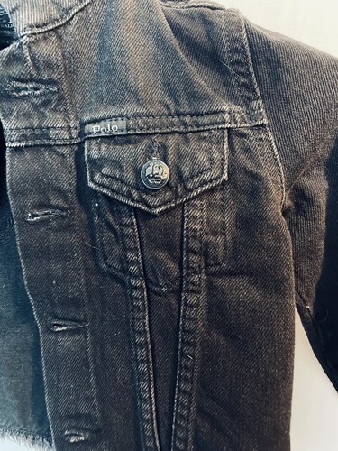 NEW Girls Size 6 Black Polo Ralph Lauren Denim Jean Jacket Long Sleeve Coat - Picture 3 of 9