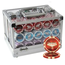 MRC POKER 600PCS 14G LAS VEGAS POKER CHIPS SET ACRYLIC CASE