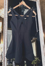 HALSTON HERITAGE Black Cut-Out Fit and Flair Dress Tank Dress Cocktail Party 0