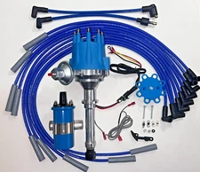 1966-1967 CADILLAC 429 BLUE Small Cap HEI Distributor +45K Coil + Plug Wires USA