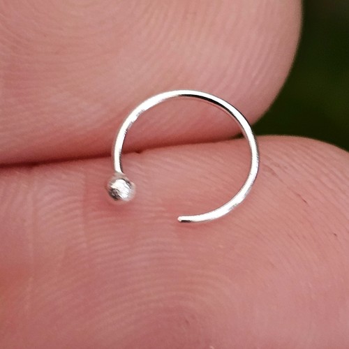 Nose Ring 10mm Hoop Thin 22g (0.6mm) 925 Sterling Silver Open Nose Piercing - Picture 7 of 11