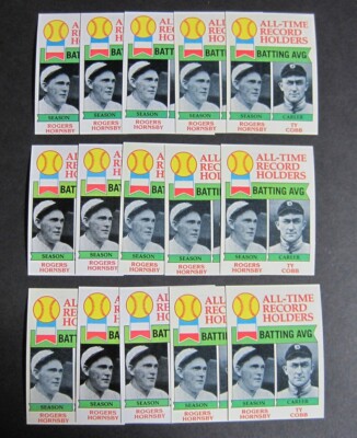 (15) 1979 Topps #414 Rogers Hornsby Ty Cobb All-Time Record Holders for B.Avg