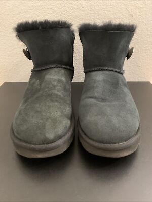 極美品✨UGG Mini Bailey Button Blingグレー24 UGG AUSTRALIA BAILEY BUTTON BLING Grey Gray BOOT ORIGINAL