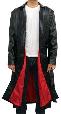 Mens Celebrity Wesley Snipes Blade Trinity Leather Long Trench Coat - XXS-4XL