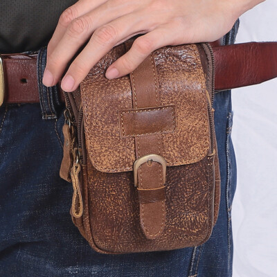 Genuine Leather Phone Belt Waist Hanging Men's Bag Retro Outdoor Leasure Wear