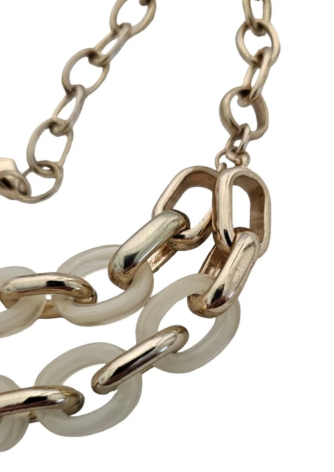 Banana Republic Gold tone & Ivory Resin Double Chain Necklace 18" - Image 3 of 4