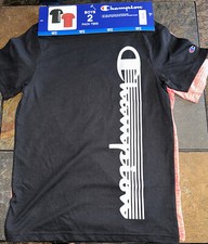 Champion Boys Youth 10/12 Black/Scarlet 2 Pack Active Tops Tee Shirts New