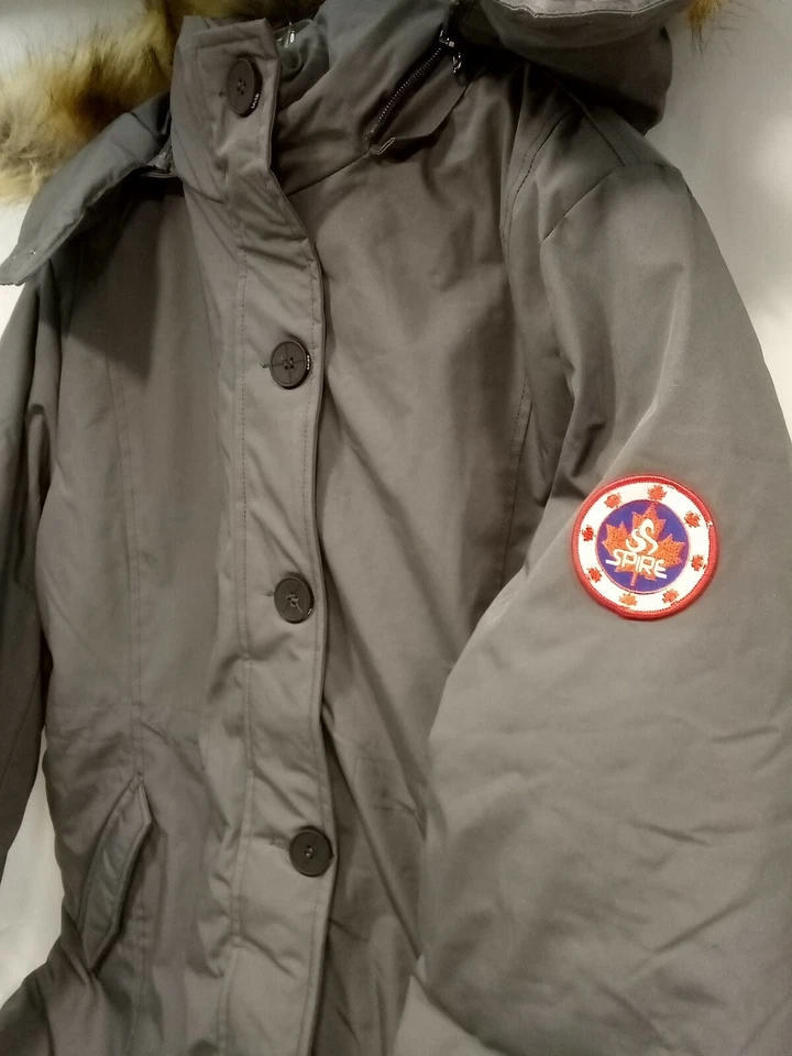 Galaxy Spire Coat 重量级毛皮连帽冬季派克外套:Wm XL - 灰色 — 第 4/4 张图片