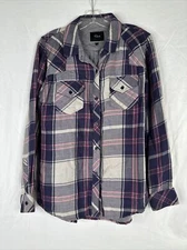 Rails Button Up Top Womens Size M Plaid Long Sleeve Pockets Oversized Casual 