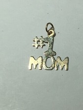 Small 14k Yellow Gold " 1 MOM" Pendant Charm 0.2 g No Chain Mother  s Day Gift