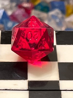 Vtg Armory d20 1-20 red gem rpg ad&d dice 123124@