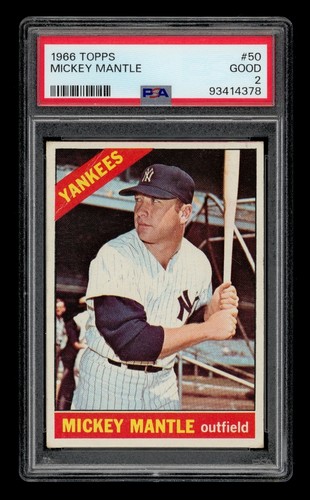 1966 Topps Set-Break # 50 Mickey Mantle PSA 2 GOOD