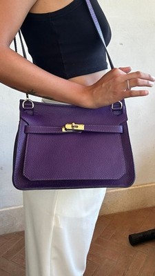 LU LU Tasche Pochette, Schulter, Schultergurt Echtleder Lila Genuine Leather Bag