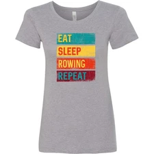 Inktastic Eat Sleep Rowing Repeat Women's T-Shirt Row Boat Apparel Oars Clothing