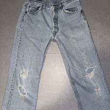 Vintage Levis 501XX Distressed Jeans 32x32 Made in USA 501-0193 Light Wash