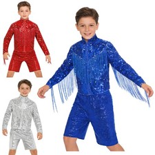Boys Dance Performances Set For Outfit Birthday Boys Fringe Trim Jackets Party