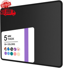 Mouse Pad, 30 Thicker Black Computer Pad, Anti-Slip Rubber Mouse Mat with Stitc