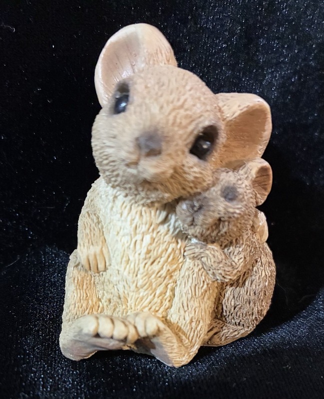 Vintage Stone Critter LITTLES MOUSE MAMA & BABY SCL-102 Figurine