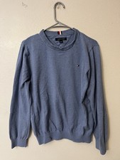 Tommy Hilfiger Pullover Sweater Mens Large Blue Crew Neck Cotton