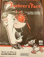 Vintage Disney Der Fuehrer's Face Sheet Music 1942 Wallace Donald Duck WWII