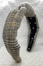 Lele Sadoughi Houndstooth Tweed Knotted Headband Hickory Brown
