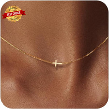 Cross Necklace for Women Dainty 14K Gold Silver Plated Small Cros Pendant Choker