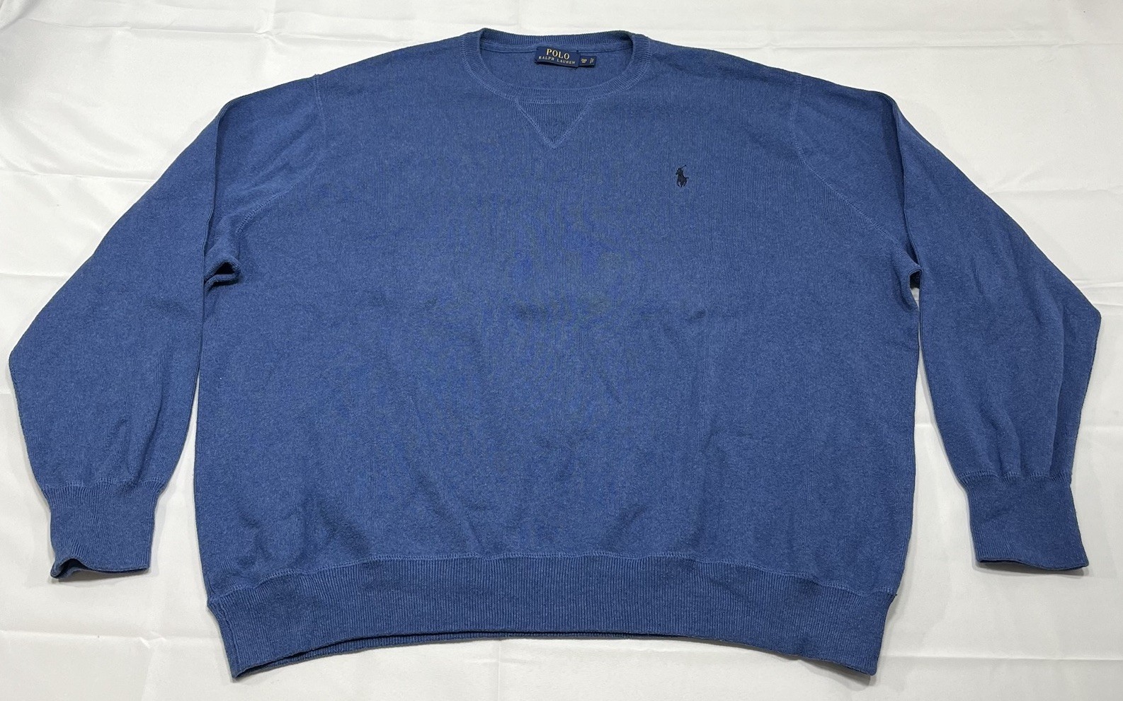 Polo Ralph Lauren blu maglione girocollo felpa uomo 3XB grande 100% cotone pony