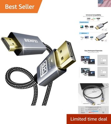 4K DisplayPort to HDMI 6 Feet Cable[Aluminum Shell, Nylon Braided], Uni-Direc...
