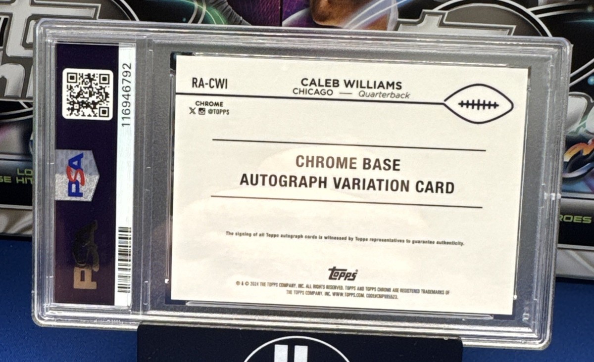 PSA 9 AUTO 10 Caleb Williams RC Auto Orange 01/25 “Chicago Let's