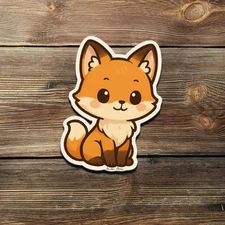Cute Fox Sticker – Chibi Woodland Animal Vinyl Decal for Laptop, Journal & Car