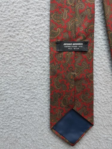 Brooks Brothers Tie Mens One Size Red Paisley 100% Silk Classic Woven Necktie - Picture 21 of 23