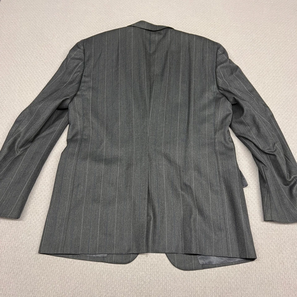 Gieves & Hawkes Blazer 男式 42R 灰色细条纹羊毛双纽扣定制夹克 — 第 2/4 张图片