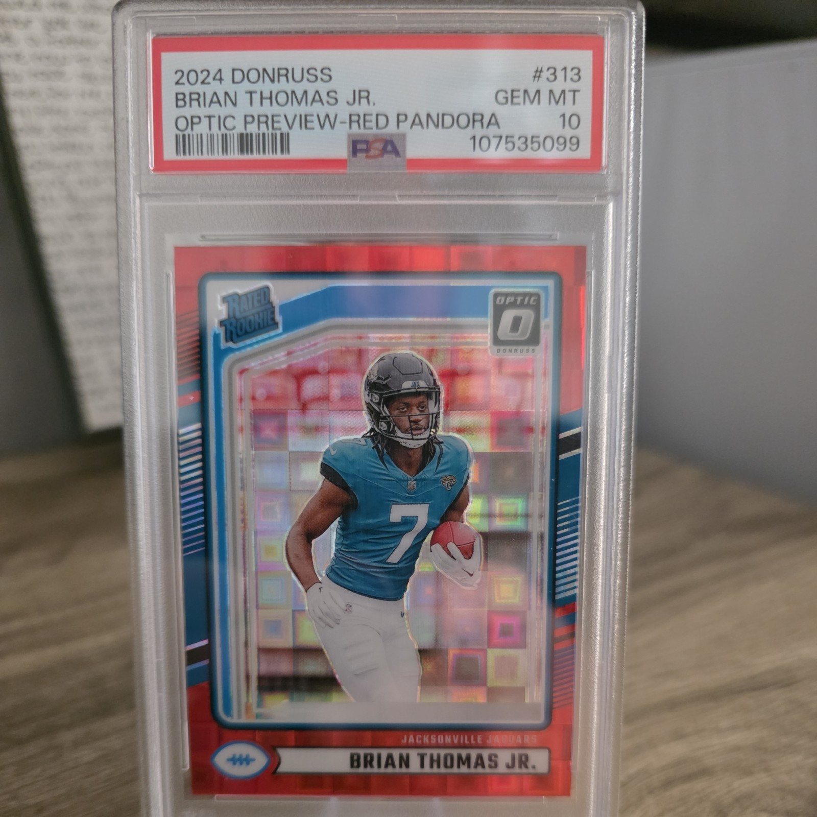 2024 Donruss Brian Thomas Jr Optic Preview Rated Rookie Red Pandora PSA 10 Gem