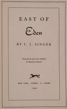 East Of Eden - Israel Joshua Singer - 1939 First Edition - No Dust Jacket