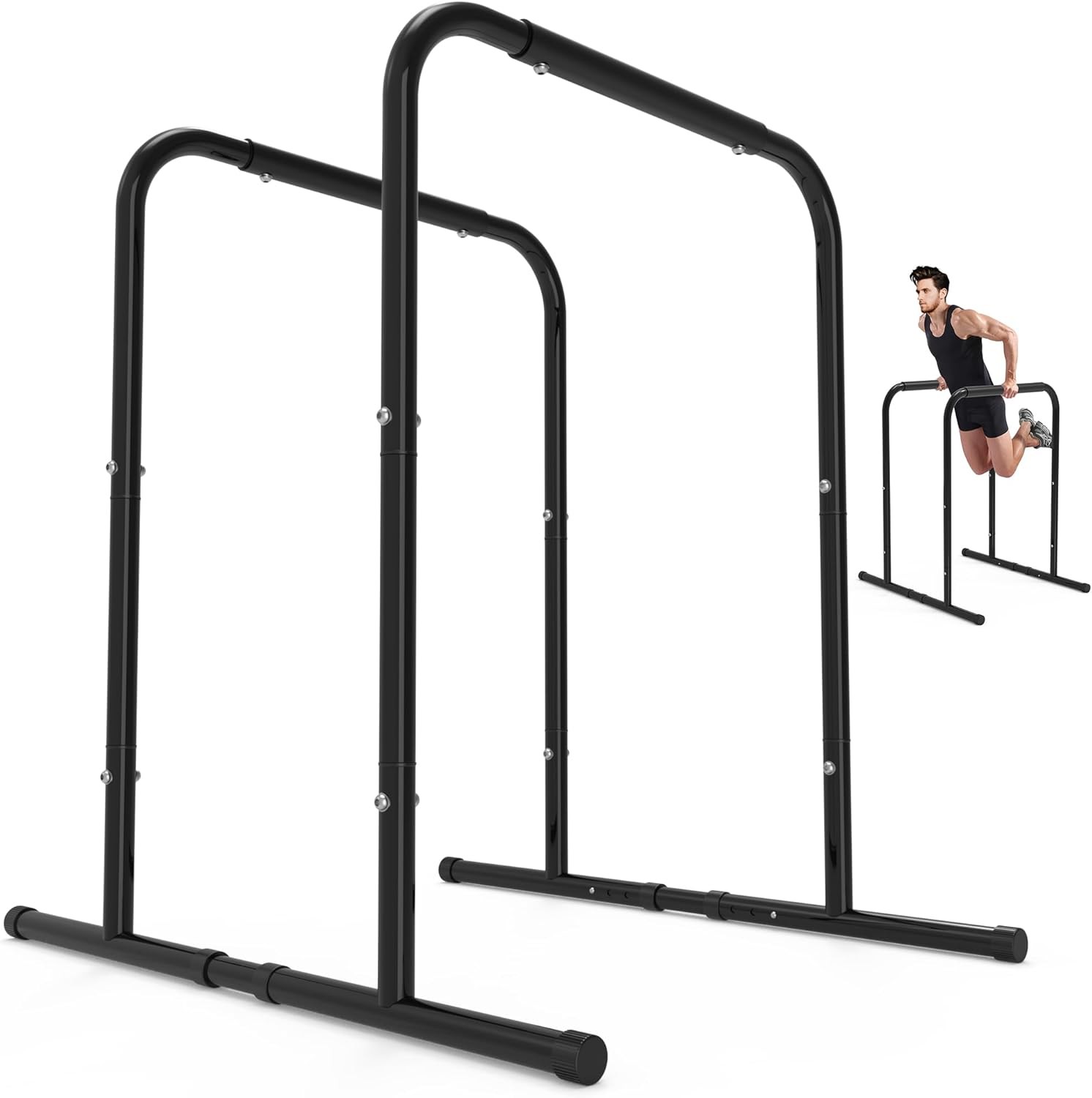 Pull Up Dip Station for Home Gym - Durable Alloy Steel, 300 lb Capacity, Compact