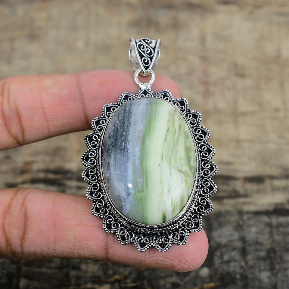 Imperial Diaspro Gemma Artigianale 925 Pendente Argento Sterling Gioielli Regalo - Immagine 2 di 4