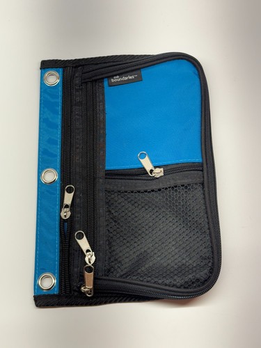 No Boundaries Blue 10" in. x 7" in. Zippered 3-Ring Binder Mulit-Zipper Pouch